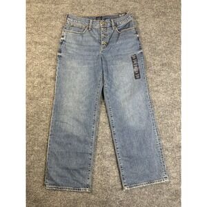 J.Crew Women's Blue Denim‎ Wide-Leg Jeans Stretch Petites Solid 5-Pocket